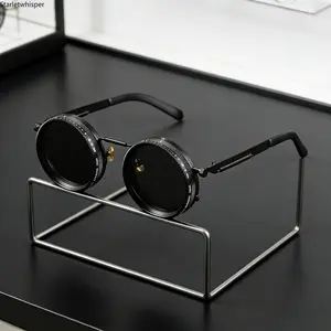 Polarized Round Sunglasses with ND9 Adjustable Dimming, Retro Punk Style UV400 Shades for Men & Women, Lightweight Durable Outdoor Eyewear Ideal for Fishing, Hiking & All Outdoor Activities