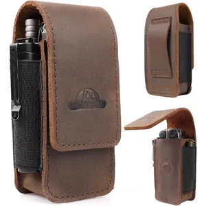 Leather Multitool Sheath for Belt - Multitool Holster for Belt - Multitool Pouch Fits Folding Tool -  Closure EDC Belt Organizer - EDC Belt Pouch - Multitool Holder, DarkBrown