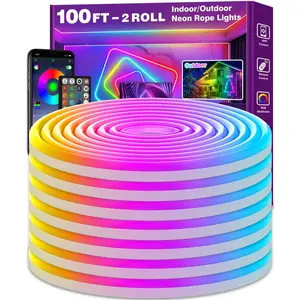 Neon Rope Lights,Flexible Led Rope Lights Control with App/Remote,Multiple Modes Rope Lights,IP65 Outdoor RGB Led Neon Light Waterproof,Music Sync Gaming Led Neo Light Strip for Bedroom Decor
