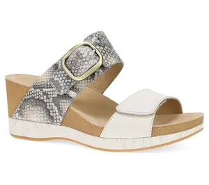 Dansko Shannon Snake/Ivory Leather Wedge Sandal