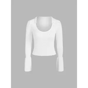 Cider [size 2-10] Knit Solid Hollow Out Crop Top SwimWeek