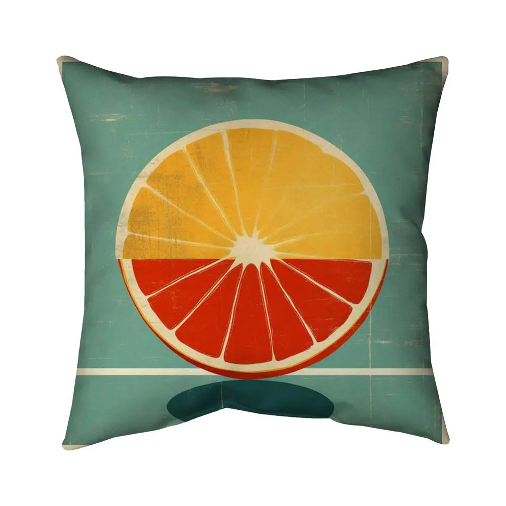 212 MAIN 16x16 in. Abstract Print Decorative Cushion - Poly Twill Soft Fabric, Citrus Lemon & Tangerine Themed Pillow, Modern Home Decor Accessory