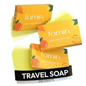 FOMIN - Antibacterial Paper Soap Sheets for Hand Washing - (300 Sheets) Orange Portable Travel Soap Sheets, Dissolvable Camping Mini Soap, Portable Hand Soap sheet