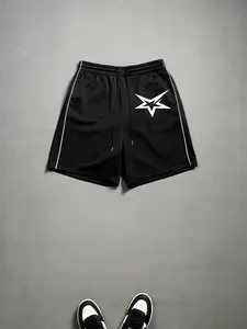 Viral Trendy Lightning Star Minimal Sport Shorts Front Lightning Star Graphic + Side Contrast Stitching + Black Base + Oversized Five-Point Fit Daily/Sport & Trend Social Essential Unisex Aesthetic Minimal Sport High Street Theme Bottom