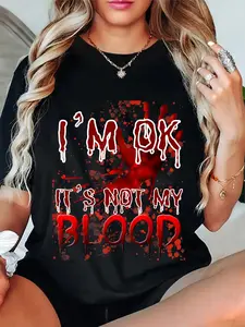 100% Cotton Bloody Halloween I'm Fine It's Not My Blood Men Women T-Shirt