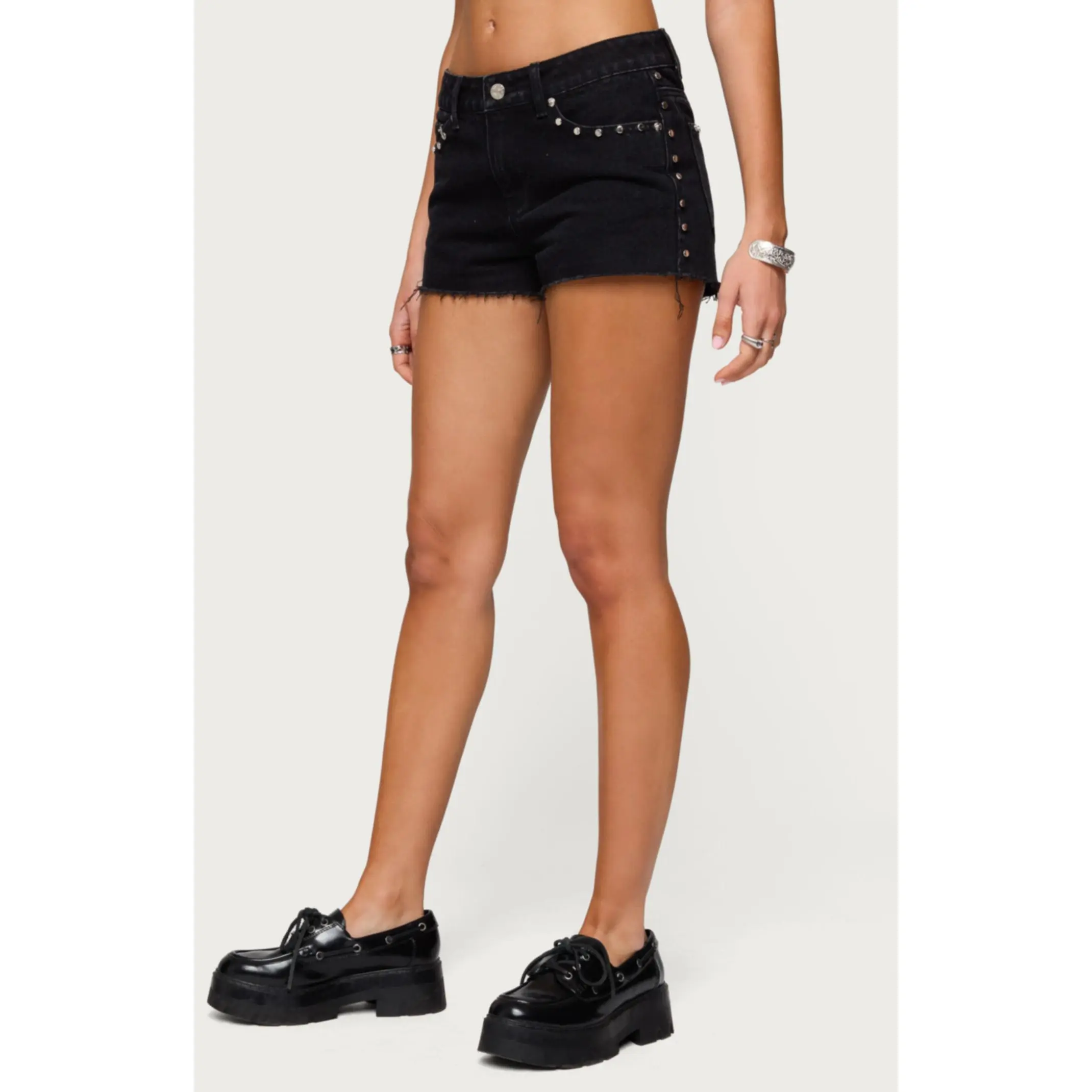 Edikted Women's Ashten Studded Denim Shorts