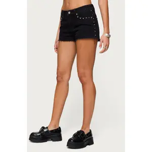 Edikted Women's Ashten Studded Denim Shorts