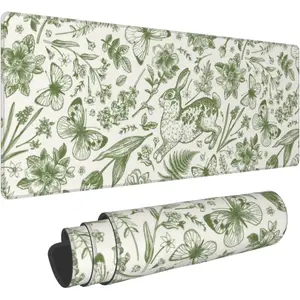 XL Mouse pad,Green Desk mat,Green Mouse pad,Botanical Decor,Floral Mouse pad,Green Office Supplies,Large Mouse Pad,Desk Accessories for Women,14 * 24Inches