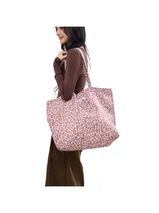 2026 New Pink Leopard Print Tote Bag Women Large Capacity Shoulder Crossbody Handbag Canvas Bag Lazy Style Casual Commuter Fashion