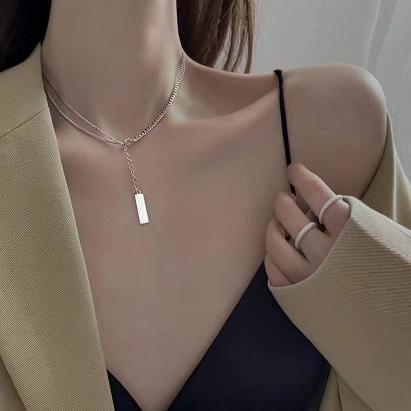 S925 Trendy Synthetic Obisidian Necklace, Stylish and Elegant Chain Jewelry for Women & Men's, Hip Hop Style Unisex Female Birthday Valentine's Day Gift, Dialy Wear and Party Jewelry