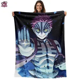 Anime Demon AKAZA Blanket Ultra-Cozy Anime-Themed Soft Fabric Fan Gift for Birthdays & Holidays Machine Hand Washable Lightweight Multi-Scene Use 251028