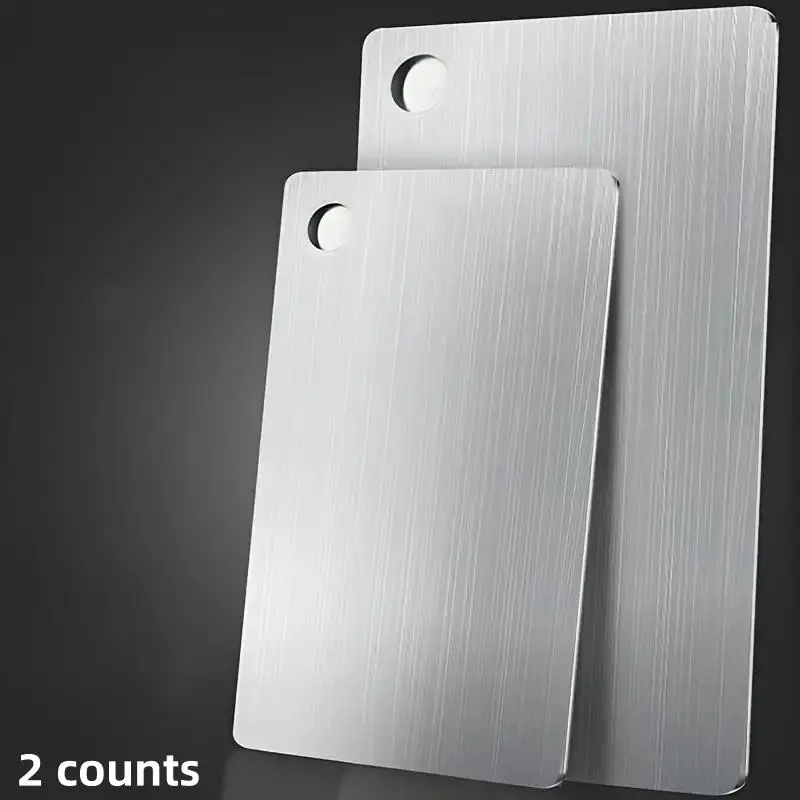 Stainless Steel Chopping Board, 2 Counts Double-sided Anti-slip Mold Proof Cutting Board, Kitchen Cutting Board for Home and Outdoor Use
