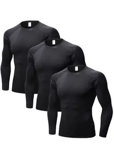 Men's Solid Round Neck Long Sleeve Thermal Underwear, Tight Raglan Sleeve Crew Neck Top, Men's Sleepwear for Fall & Winter