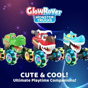 3 Pack Monster Truck Toy Friction Colorful Shining Wheel Bigfoot Car Crocodile Shark Night Light Pressing Car Boy Gift Pressing Luminous Toy Car Monster Bigfoot Car Inertial Sliding Wheel Light Children's Gift