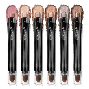 LUXAZA PRO Neutral Eyeshadow Stick Makeup 6PCS Set, Brown Nude Metallic Shimmer Matte Cream Eye Shadow Palette Eyeliner Brightener Pencil Crayon, Halloween Makeup - BROWN CANYON
