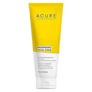 Acure Brightening Facial Scrub for a Youthful, Brighter, Radiant Complexion | With Sea Kelp & French Green Clay, 4 Fl Oz