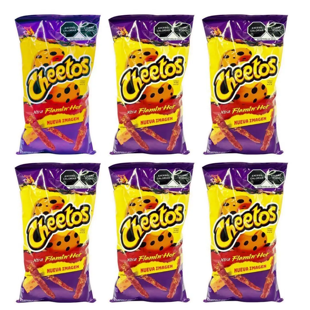 Cheetos Flaim Hot, Sabritas Chips, 6 Small Bags - Traditional Mexican Chips, Spicy, Crunchy Snack Crispy