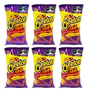 Cheetos Flaim Hot, Sabritas Chips, 6 Small Bags - Traditional Mexican Chips, Spicy, Crunchy Snack Crispy