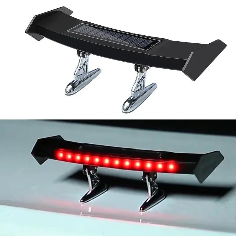 12V Solar LED Rear Spoiler Tail Light, Smart Sensor Flashing Warning Lamp, Waterproof Universal Car Modified Accessory, Mini Auto Wing Brake Light for Vehicle Safety Decoration, Cars Accessories, Car Led Lights, Auto Accessories