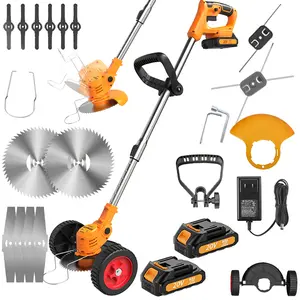 HANWISE 20V Portable Lawn Mower Is Equipped with 800W Dual Lithium Batteries. This Lightweight Weeder And Trimmer Includes Four Different Blades And Two Guards. It Is Adjustable And Easy to Handle, Making It Ideal for Lawns