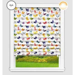 Original Paper Light Filtering Printed Shades - Butterflies - 4 Pack - 36" W x 72" L