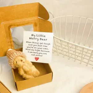 Cute Anxiety Relief Bear Toy, Portable Stress Reliever Gift Box, Encouragement Quotes, Perfect for Long Distance Relationships