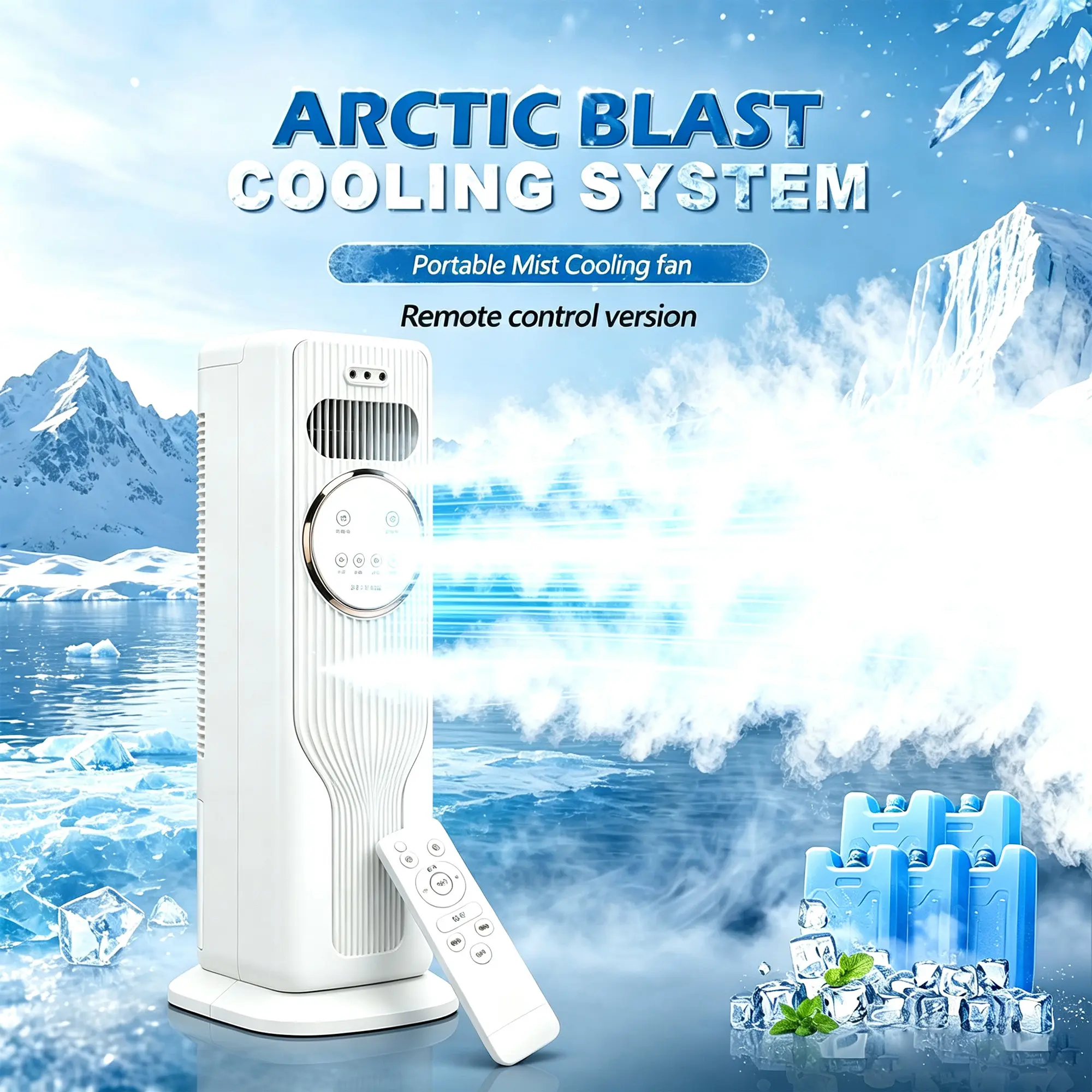 Evaporative Air Cooler, Quiet Portable Tower Fan with Remote Control, Powerful Ice Cooling for Bedroom & Home as a Sleep Aid, Relaxation, Easy Operation, Mini, Compact, Quiet Operation, Indoor Bedroom Home, Remote Controlled, Living Space