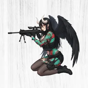 Albedo Overlord Sniper Sticker – Albedo Overlord  Waifu Tactical Sticker – Full Tattoo Tactical Combat Style Decal