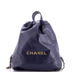 Pre-owned CHANEL Leather Backpacks 22 Chain Backpack Quilted Calfskin Medium by Rebag