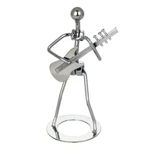 Electric Guitar Player Musician Metal Bolt Sculpture Figurine in Silver