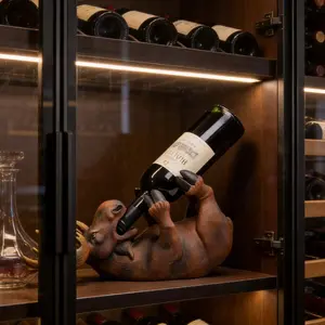 Vintage Realistic Deer Wine Rack, Faux Deer Head & Metal Resin Antlers Design, Natural Wild Style Home Decor, Retro Aesthetic