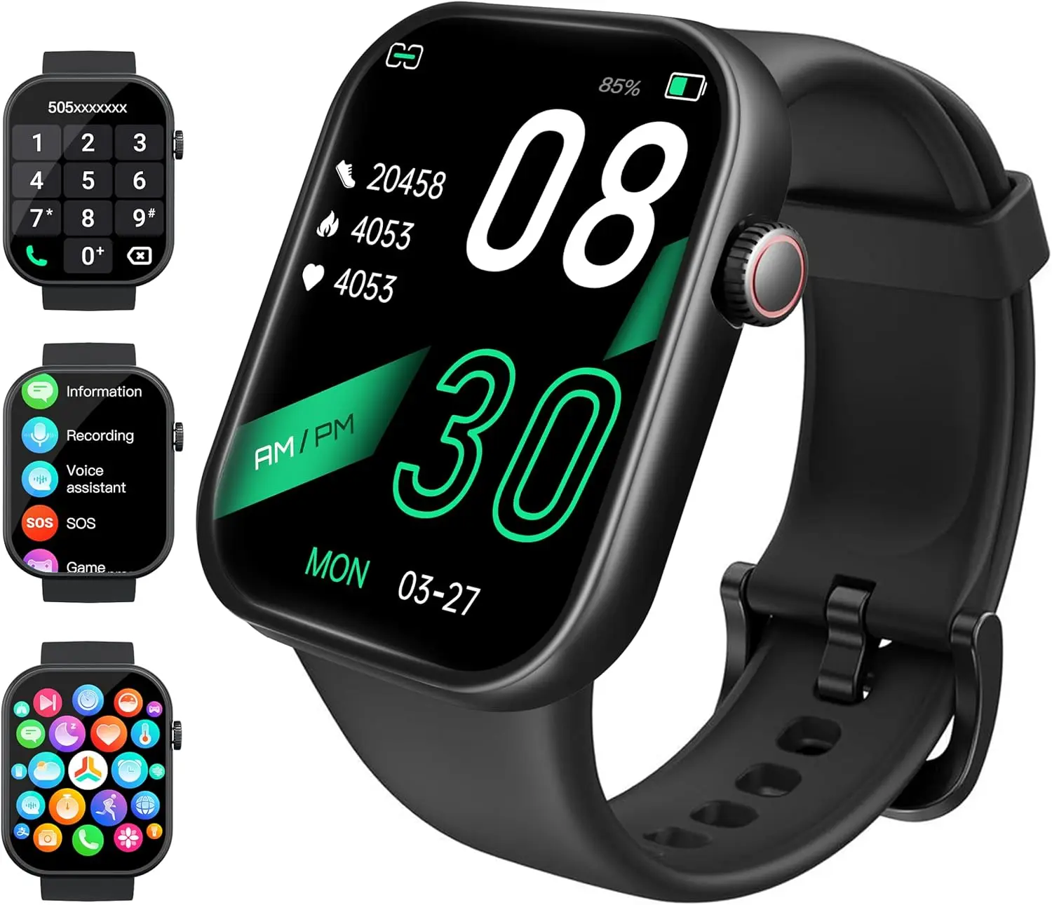 Affordable Smart Watch for Men Women, Full Touch Screen Fitness Tracker with Call Notifications, Health Monitoring & Sports Modes