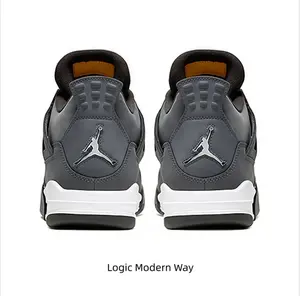 Retro Mid-Top Basketball Shoes in Cool Grey Nubuck Upper with Black Plastic Wing Eyelets, White Midsole, and Yellow Accents