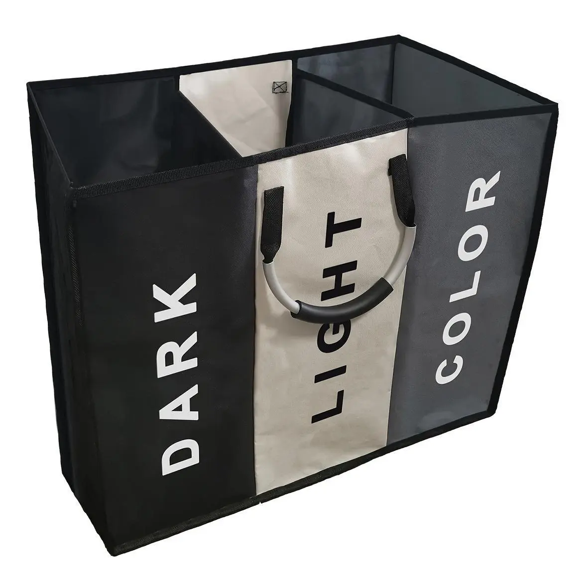 3 Compartment Clothes Storage Bag Separated Multi Grid Garment Sorting Organizer Foldable Zipper Pouch for Wardrobe Bedroom Travel Daily Clothing Arrangement baby room toy pet slim laundry basket Bamboo Dual Compartment Laundry Hamper