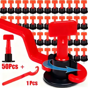 Tile Leveling System,50PCS Leveler & 1 Count Wrench, Reusable and Adjustable Tile Alignment and Spacing Tool, Home Hand Tools for Leveling Tiles, Home Repair Tools