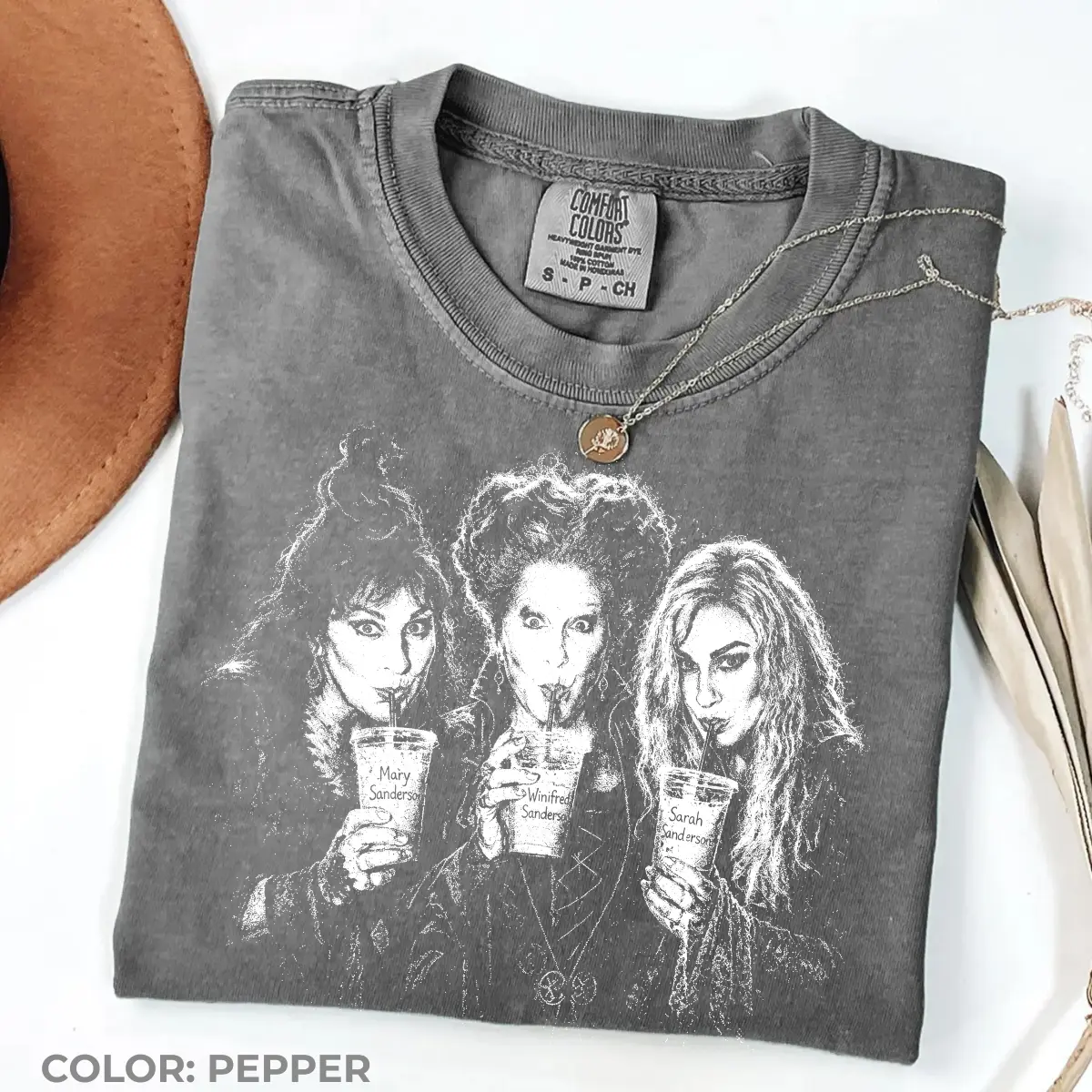 Comfort Colors Vintage Witchy Iced Coffee Shirt, Retro Halloween Coffee T-Shirt, Spooky Season Graphic Tee, Fall Coffee Lover Gift, Cute Autumn Apparel