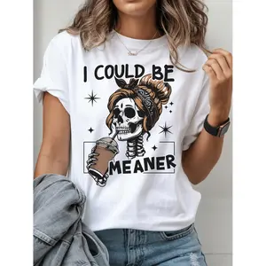 graphic tees i meaner summer must have new product suitable for spring and summer comfortable and casual t shirt for women soft crew neck style for spring and wear -1