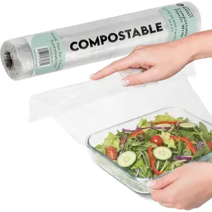 Compostable Plastic Wrap for Food 400 Sq Ft Bulk Refill Roll ASTM D6400 Certified Durable Food Safe