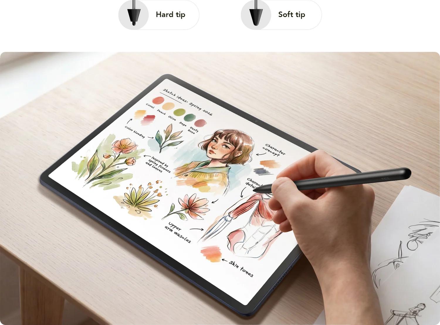 TCL T-Pen 2 Digital Stylus Pen Accessories for TCL Tablets - 4,096 Levels, Plastic Body, Interchangeable Tips, Press-and-Hold Eraser, 112 Hours Long Battery, Lightweight for Computer Writing, Drawing | TikTok Shop Back to School, Pressure Sensitivity