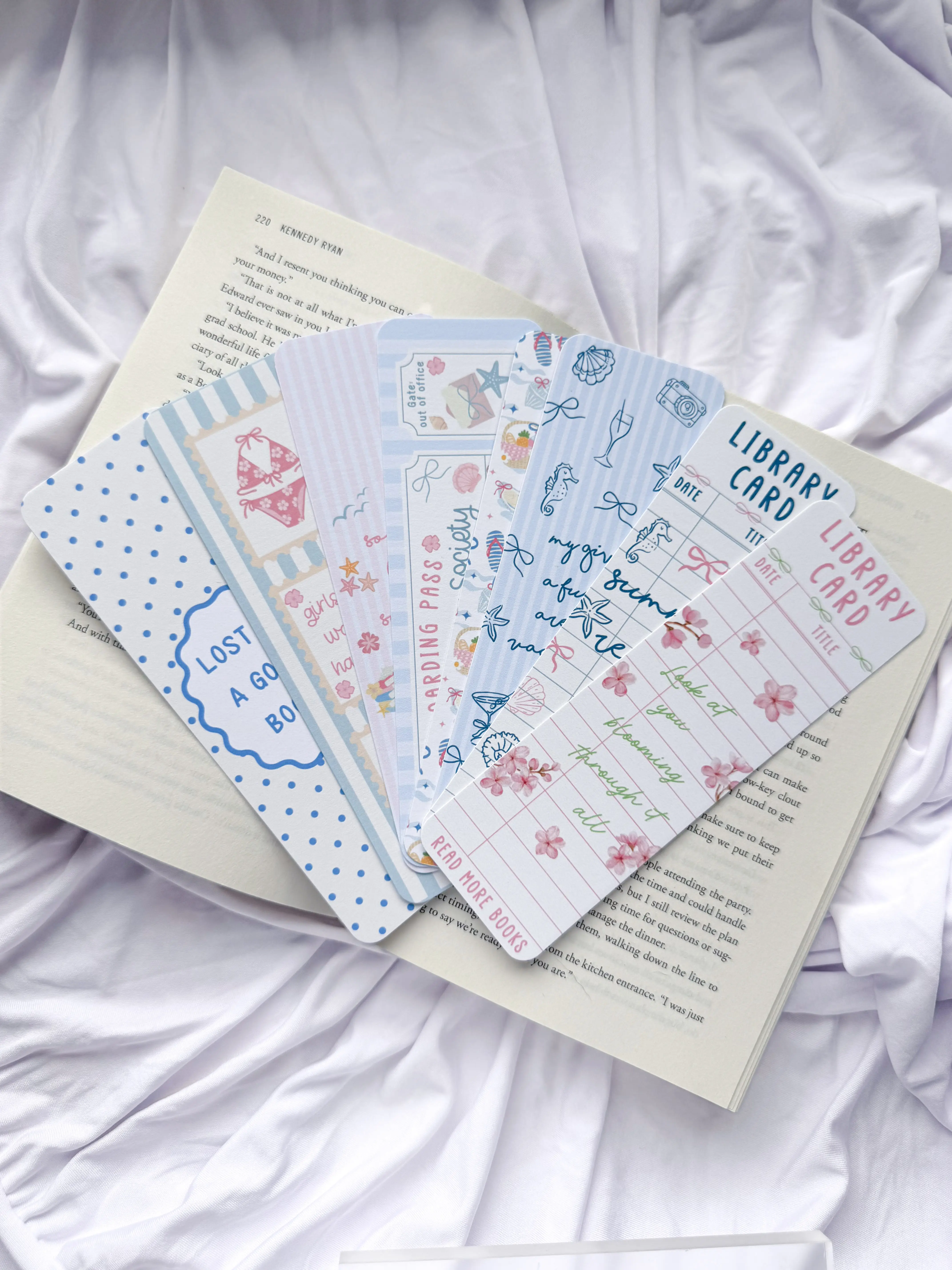 Summer Bookmark Set | Beach Bookmarks for Book Lovers | Coastal Reading Accessories | Set of 8