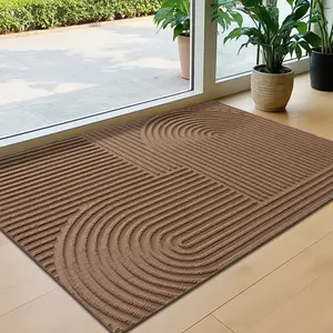 LUMI Brown Irregular Doormat Non-Stuck Door Anti-slip Dustproof Durable Easy to Clean Three Seconds Absorption Geometric Design