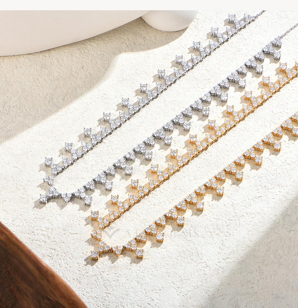 ATTAGEMS 4.0mm Round Cut D Color VVS1 Lab-Created Moissanite Necklace for Women Girls S925 Sterling Silver Birthday Anniversary Gift Luxury Jewelry N066