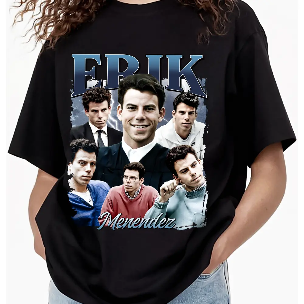 Women's Menendez Brothers Cold Wash Asymmetric Twist Graphic T-Shirt - Vintage Erik Lyle Themed Casual Top, Cold Wash Women's T-Shirts