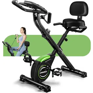 Caromix Folding Exercise Bike, 5 in 1 Stationary Magnetic Cycling Bicycle Upright Indoor Cycling Bike for Home Workout 330LB Capacity