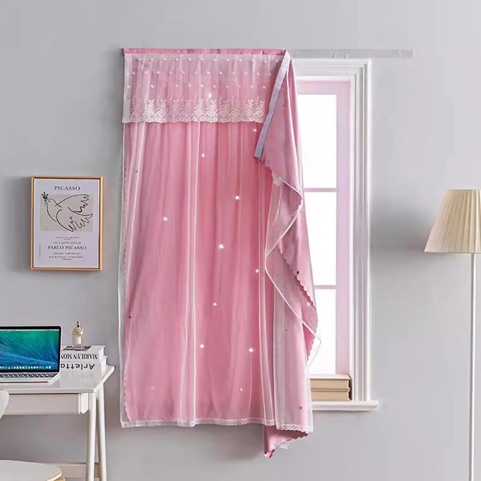 Self Adhesive Curtain, Modern Blackout Curtain, Art Decorative Curtain, Window Drapes for Home Living Room Bedroom, Home Decor, Room Decor