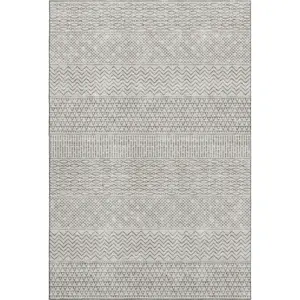 HomeRoots 674759 9x12 ft. Beige & Ivory Stripe Area Rug, Transitional Machine-Washable Rectangle Rug with UV Protection, Machine-Washable Area Rugs, Stripe Area Rugs