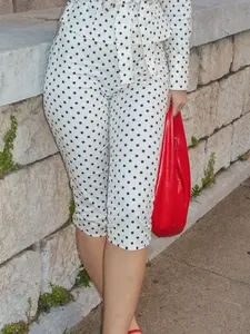 2026 Women's White & Black Polka Dot Casual Shorts Spring Summer Elegant Slim Zipper High-Waisted Straight Leg Shorts Fashion Brunch Dates & Office Looks Shorts Womenswear