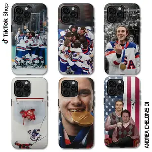 Jack Hughes Quinn Hughes Team USA Olympic Golden Goal Hockey Sports Athlete Fan Merch Art Tough Case for iPhone 17 Pro Max 16 Air 15 Plus 14 13 12 11 Mini Golden Goal Vibe Dual Layer Rugged Bumper Cover