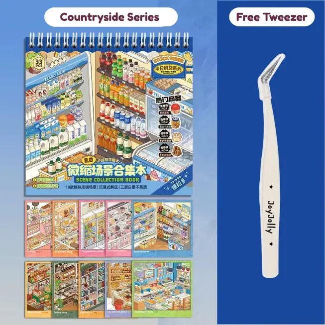Supermarket Theme Miniature Scene Sticker Book DIY Holiday Gift Relaxing 10 Scenes 33pcs Collection Book Supermarket Theme Miniature Scene Sticker Book DIY Holiday Gift Relaxing 10 Scenes 33pcs Collection Book