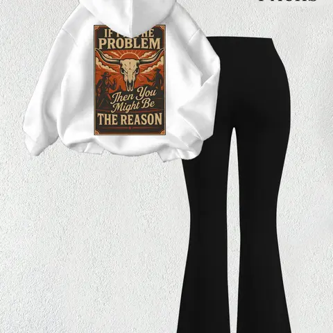 Women's Casual Loose-Fit Long Sleeve Sweatshirt & Pants Set, Womenswear, Comfortable Summer, Regular Length, Moderate Fabric, Daily Wear Essentials, Everyday, Fashion Clothing Set, Two Pieces Sets
